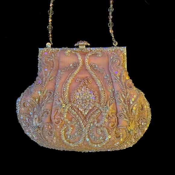 New! Vintage Larisa Barrera Couture Pink crystal beaded evening bag! $1350 - Picture 2 of 5